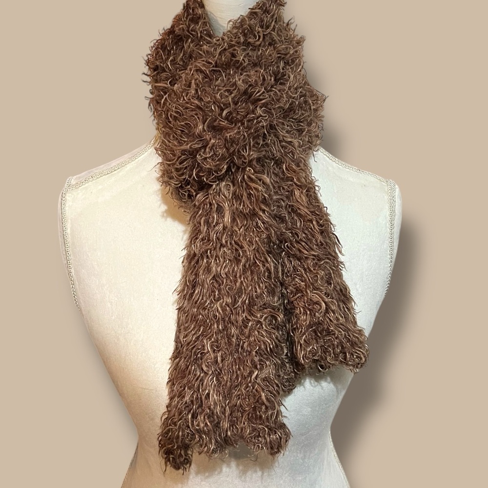 Cozy Brown and Cream Shag Scarf